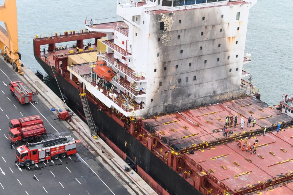 Container Ship MSC Capetown III Catches Fire at Colombo Port