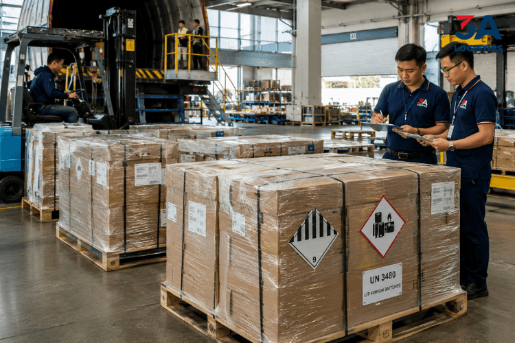 Pin lithium được tách riêng để xử lý theo quy định hàng nguy hiểm
